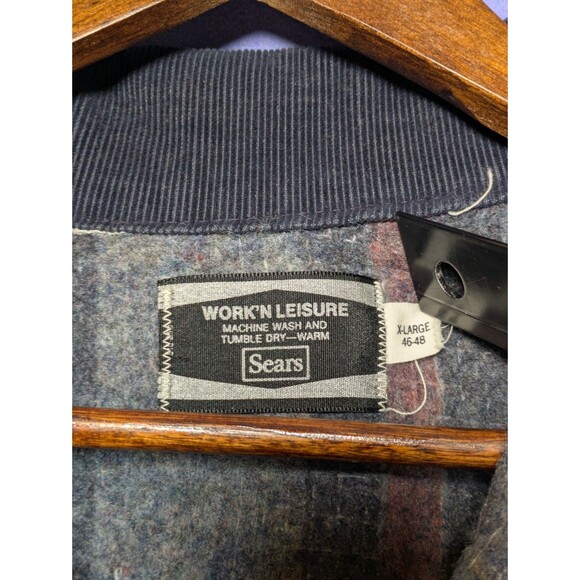 Vintage 70s Sears Denim Chore Coat Blanket Lined Workwear Jacket Size XL - Picture 4 of 8